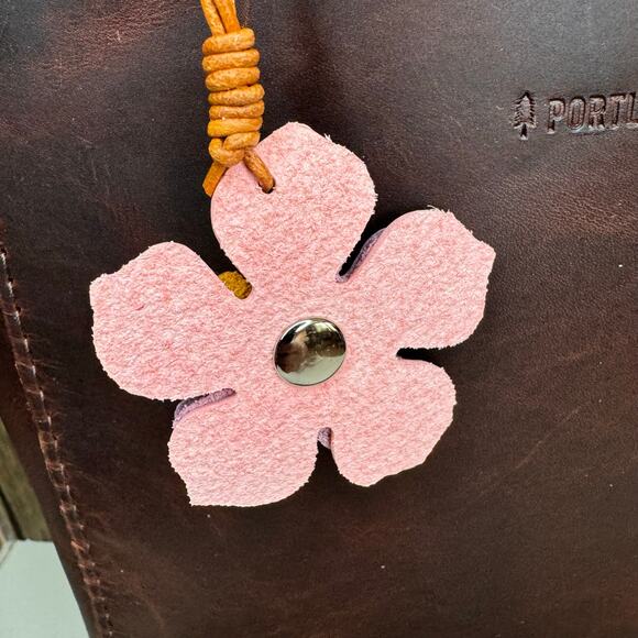 Leather Charm Flower Bag Charm Genuine Leather Purse Keychain NEW FAST SHIP - Picture 3 of 4
